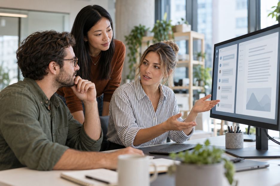 colleagues discussing a project